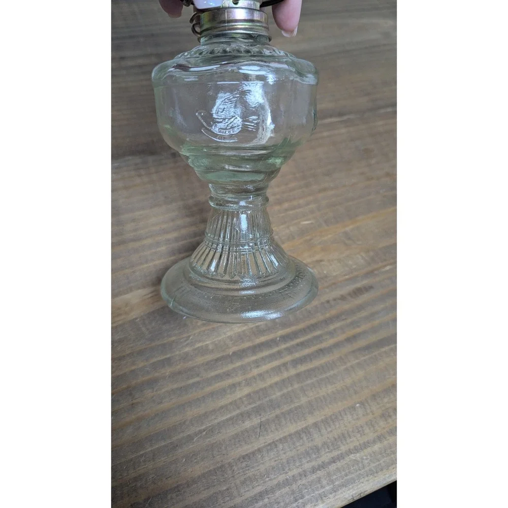 Paloma Vintage Glass Oil Lamp Clear Embossed Bird Hurricane Lantern 13 Inch Box - Picture 9 of 16